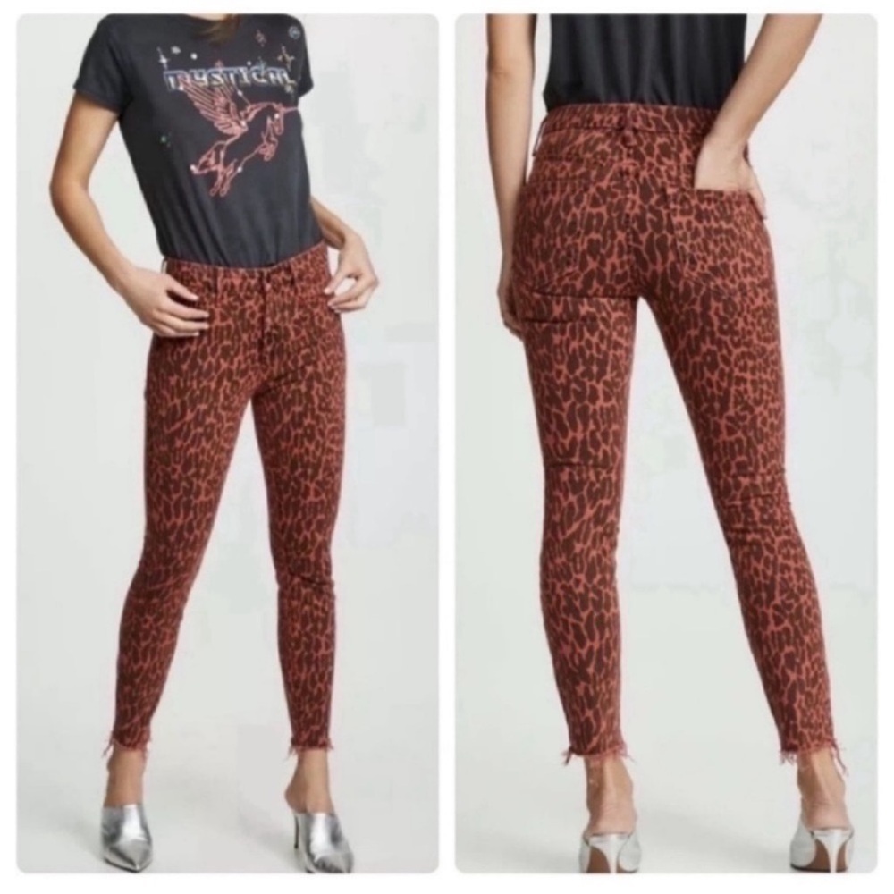 Mother High Waisted Looker Ankle Fray Jeans In Animal Attraction Size 26
